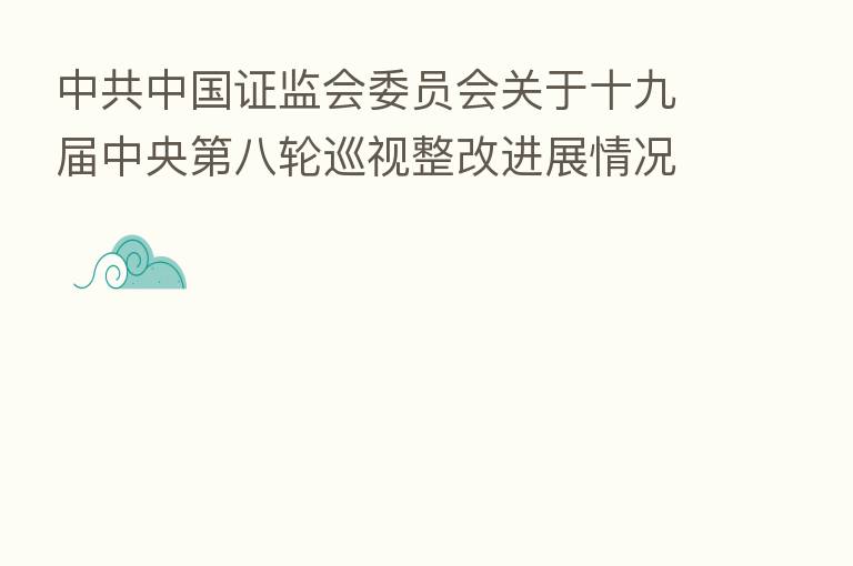 中共中国证监会委员会关于十九届中央   八轮巡视整改进展情况的通报