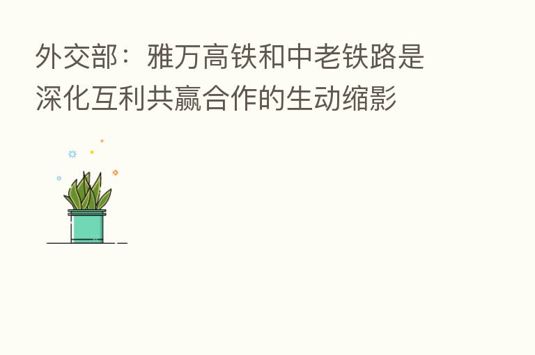 外交部:雅万高铁和中老铁路是深化互利共赢合作的生动缩影