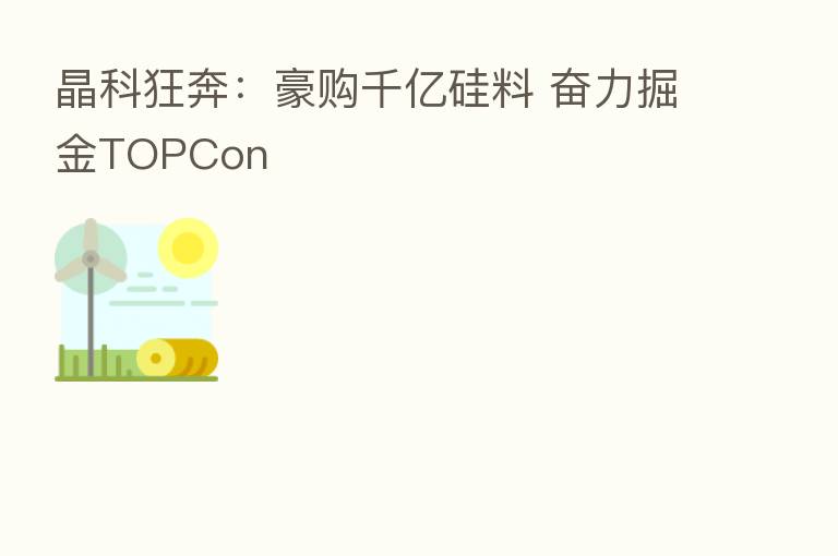 晶科狂奔：豪购千亿硅料 奋力掘金TOPCon