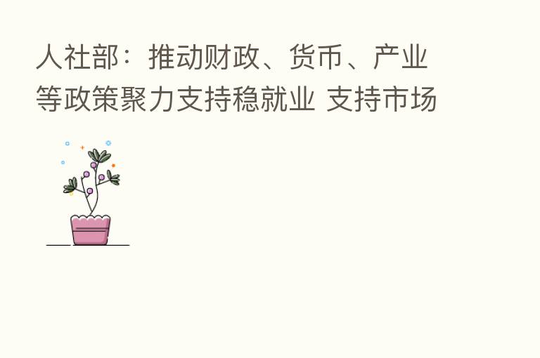 人社部：推动财政、货币、产业等政策聚力支持稳就业 支持市场主体稳岗扩岗