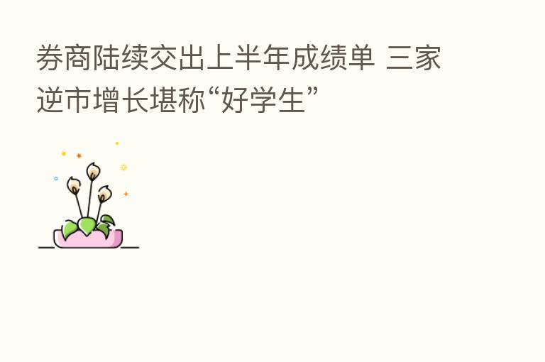 券商陆续交出上半年成绩单 三家逆市增长堪称“好学生”