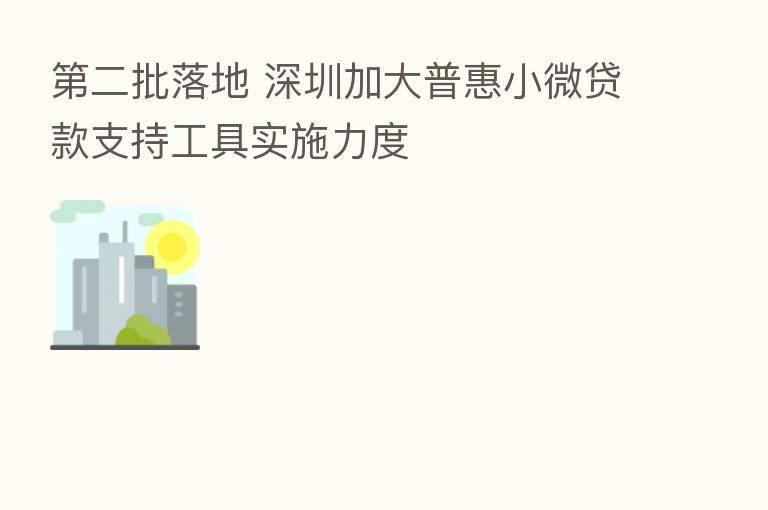 二批落地 深圳加大普惠小微贷款支持工具实施力度