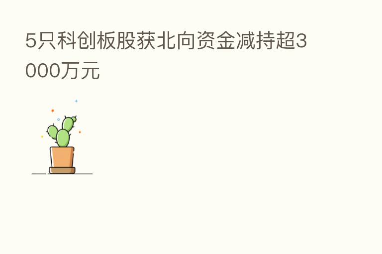 5只科创板股获北向资金减持超3000万元