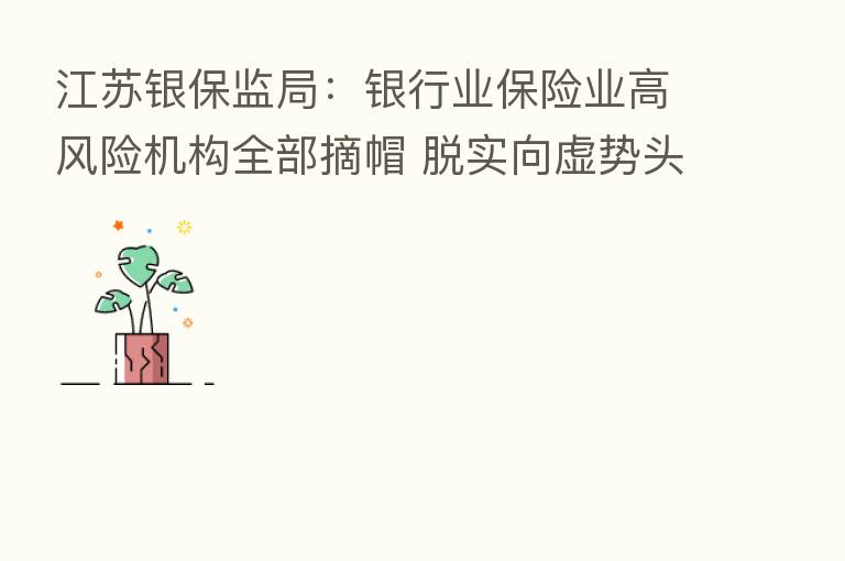 江苏银保监局:银行业 业高风险机构全部摘帽 脱实向虚势头根本扭转
