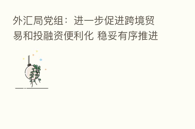 外汇局党组:进一步促进跨境贸易和投融资便利化 稳妥有序推进资本项目高水平开放