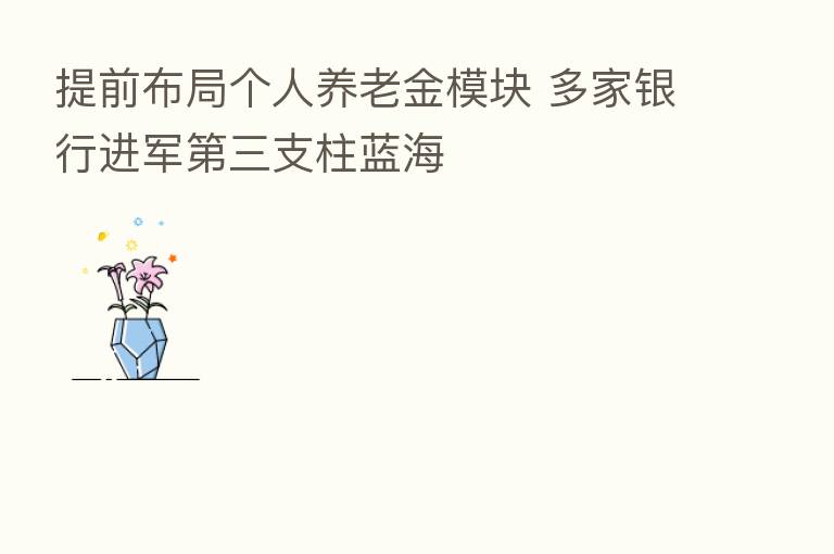 提前布局个人养老金模块 多家银行进军 三支柱蓝海