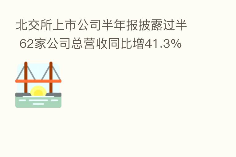 北交所上市公司半年报披露过半 62家公司总营收同比增41.3%