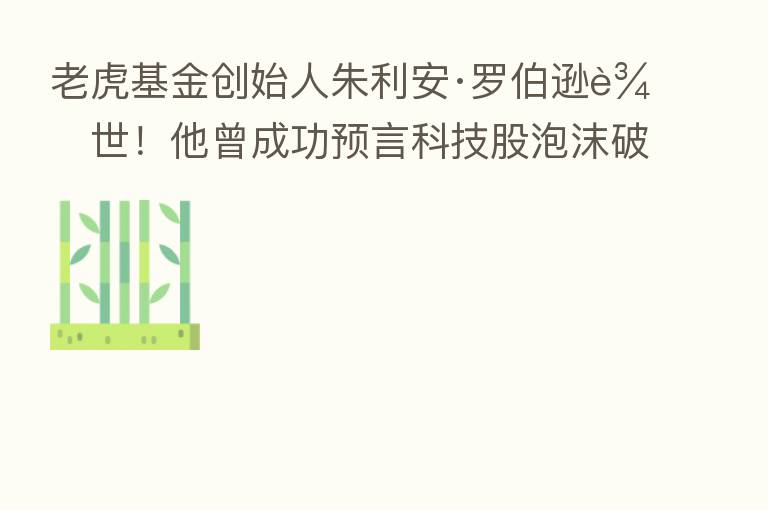 老虎基金创始人朱利安·罗伯逊辞世!他曾成功预言科技股泡沫破裂 也是许多明星投资人的“教父”