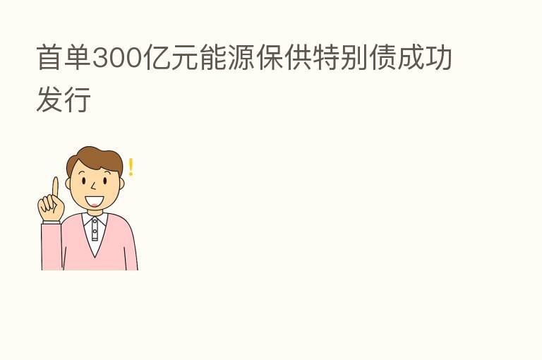 首单300亿元能源保供特别债成功发行