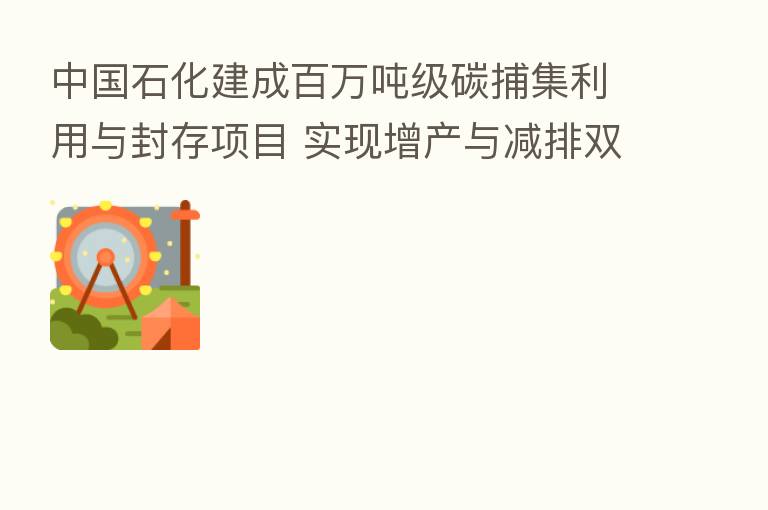 中国石化建成白万吨级碳捕集利用与封存项目 实现增产与减排双赢