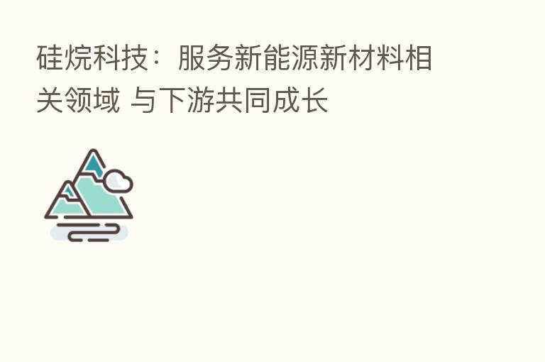 硅烷科技:服务新能源新材料相关领域 与下游共同成长