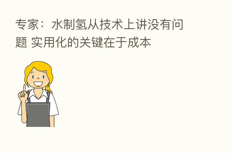 专家:水制氢从技术上讲没有问题 实用化的关键在于成本