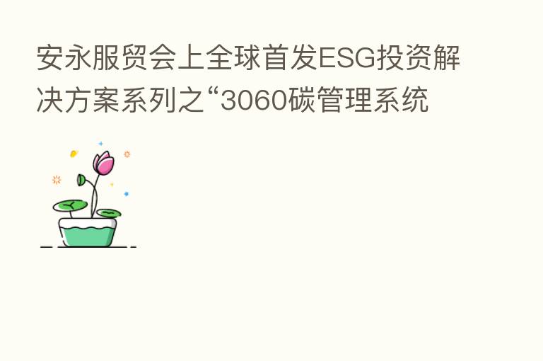 安永服贸会上全球首发ESG投资解决方案系列之“3060碳管理系统”