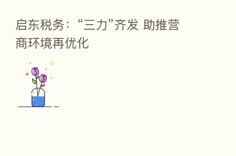 启东税务:“三力”齐发 助推营商环境再优化