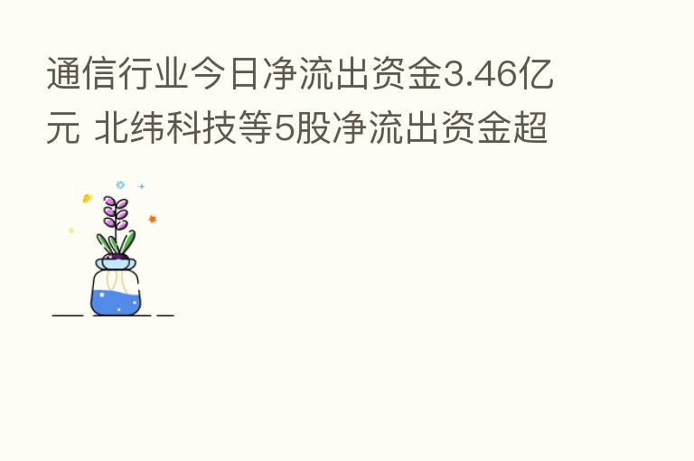通信行业今日净流出资金3.46亿元 北纬科技等5股净流出资金超3000万元