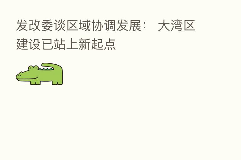 发改委谈区域协调发展： 大湾区建设已站上新起点