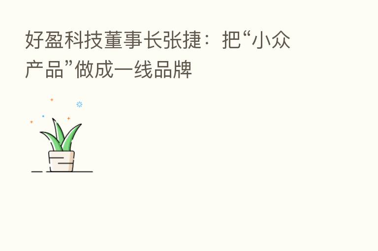 好盈科技董事长张捷:把“小众产品”做成一线品牌