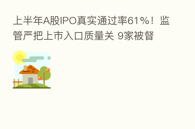 上半年A股IPO真实通过率61%!监管严把上市入口质量关 9家被督导企业问题集中曝光