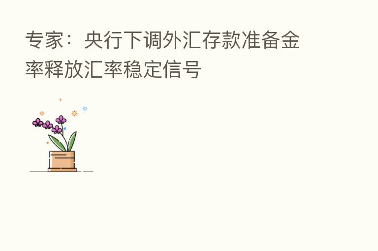 专家:央行下调外汇存款准备金率释放汇率稳定信号