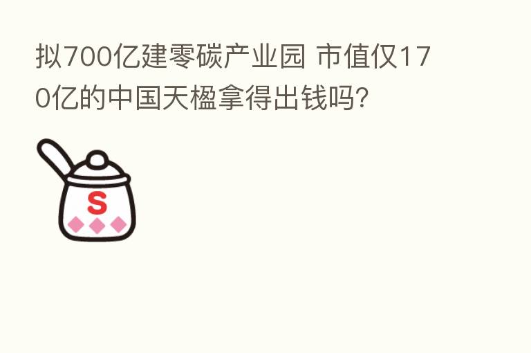 拟700亿建零碳产业园 市值仅170亿的中国天楹拿得出前吗？