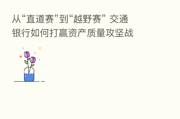 从“直道赛”到“越野赛” 交通银行如何打赢资产质量攻坚战