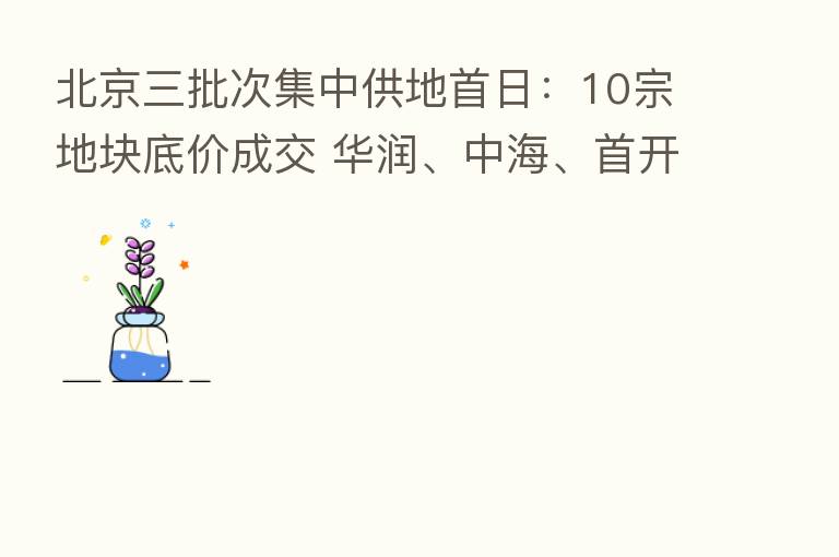 北京三批次集中供地首日:10宗地块底价成交 华润、中海、首开明日角逐西北旺