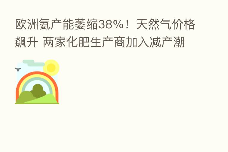 欧洲氨产能萎缩38%!天然气价格飙升 两家化肥生产商加入减产潮