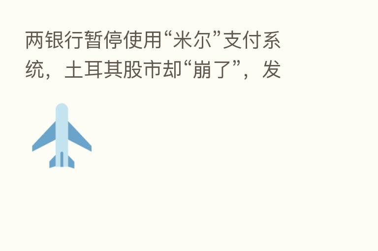 两银行暂停使用“米尔”支付系统,土耳其股市却“崩了”,发生了什么?