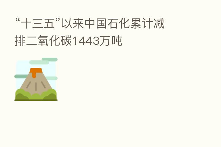 “十三五”以来中国石化累计减排二氧化碳1443万吨