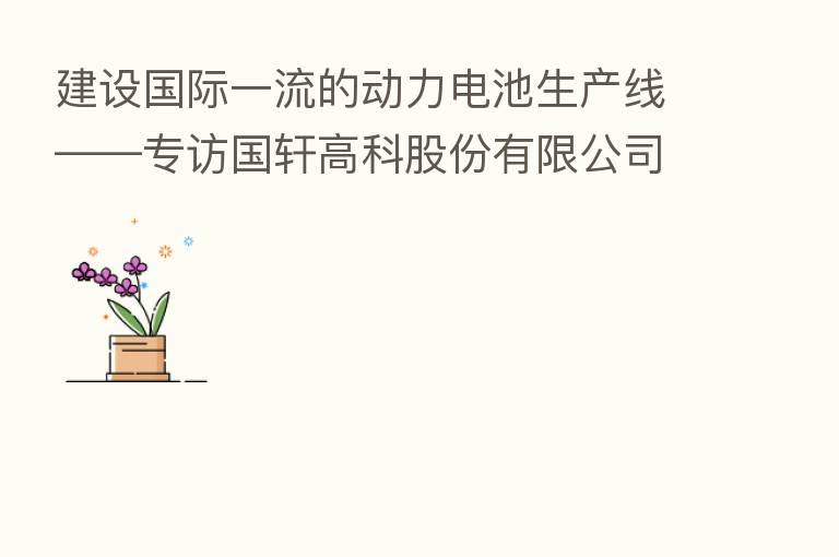 建设国际一流的动力电池生产线——专访国轩高科股份有限公司中国业务板块总裁王启岁