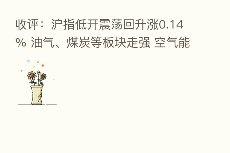 收评:沪指低开震荡回升涨0.14% 油气、煤炭等板块走强 空气能热泵概念拉升