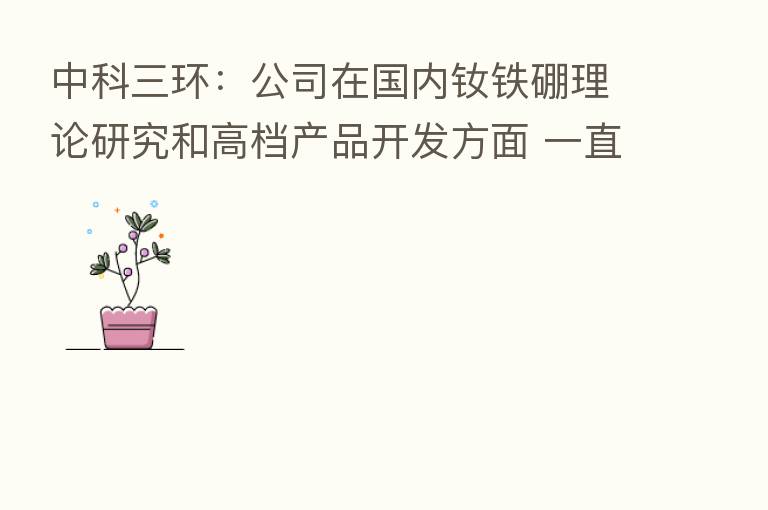 中科三环:公司在国内钕铁硼理论研究和高档产品开发方面 一直处于领先地位 不会盲目扩产