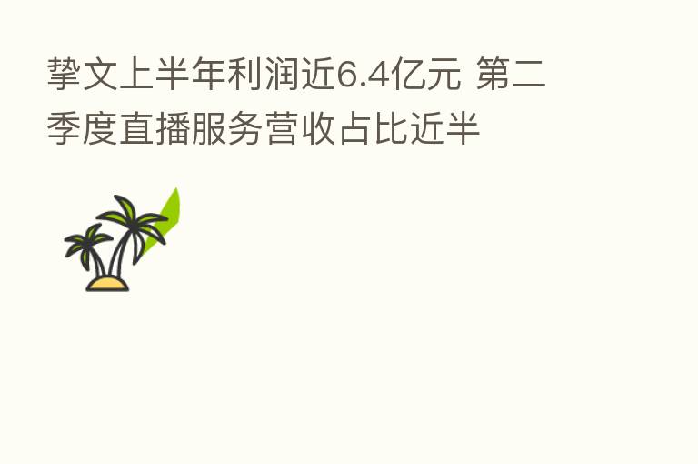挚文上半年利润近6.4亿元 二季度直播服务营收占比近半