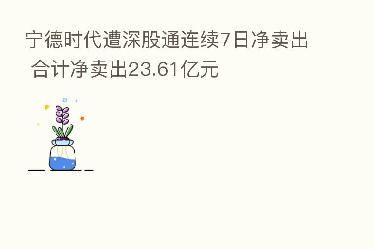 宁德时代遭深股通连续7日净卖出 合计净卖出23.61亿元