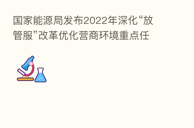 国家能源局发布2022年深化“放管服”改革优化营商环境重点任务分工方案