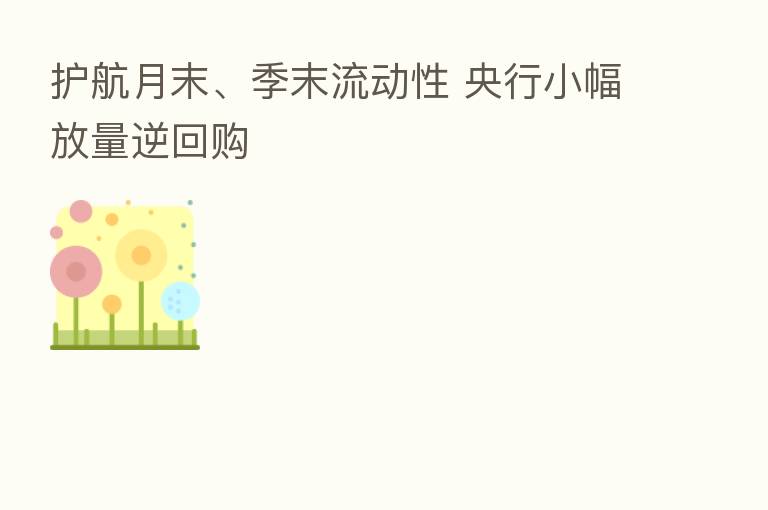 护航月末、季末流动性 央行小幅放量逆回购
