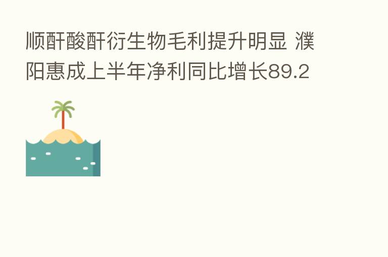顺酐酸酐衍生物毛利提升明显 濮阳惠成上半年净利同比增长89.26%