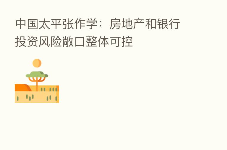 中国太平张作学：房地产和银行投资风险敞口整体可控