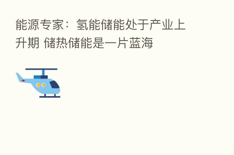 能源专家：氢能储能处于产业上升期 储热储能是一片蓝海