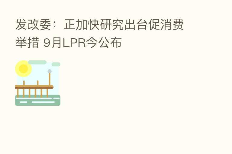 发改委:正加快研究出台促消费举措 9月LPR今公布