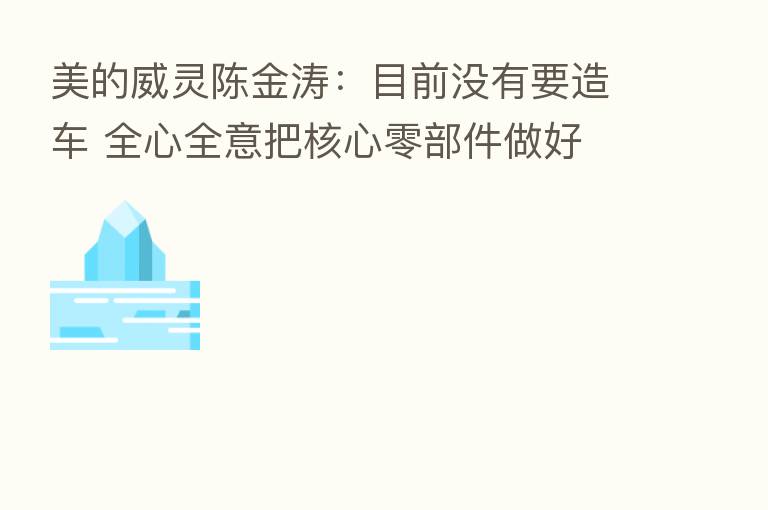美的威灵陈金涛:目前没有要造车 全心全意把核心零部件做好