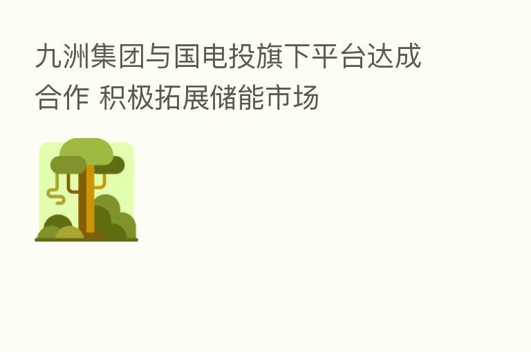 九洲集团与国电投旗下平台达成合作 积极拓展储能市场