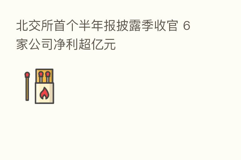 北交所首个半年报披露季收官 6家公司净利超亿元