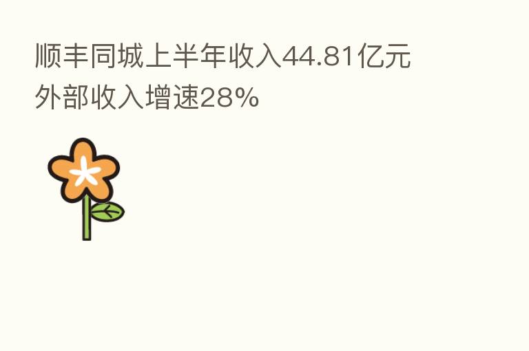 顺丰同城上半年收入44.81亿元 外部收入增速28%