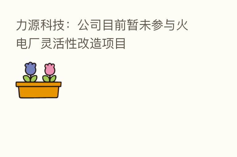 力源科技:公司目前暂未参与火电厂灵活性改造项目
