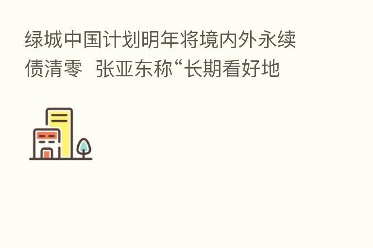 绿城中国计划明年将境内外永续债清零 张亚东称“长期看好地产行业”