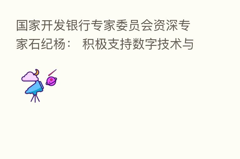 国家开发银行专家委员会资深专家石纪杨: 积极支持数字技术与实体经济 发展