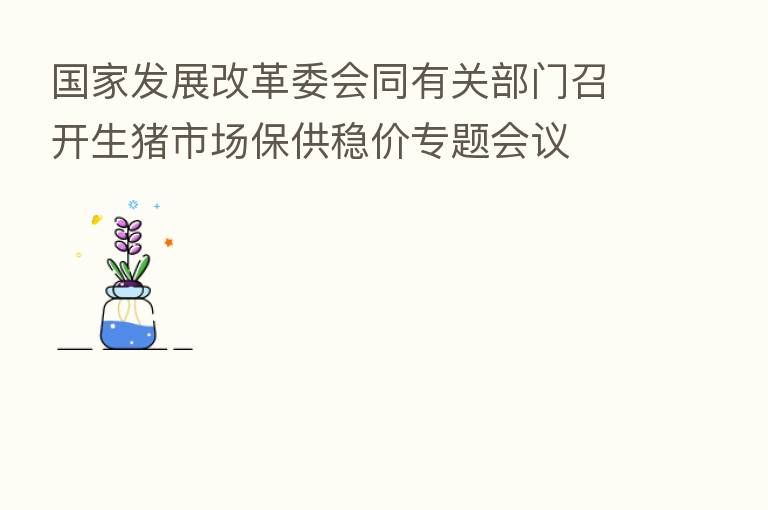 国家发展改革委会同有关部门召开生猪市场保供稳价专题会议