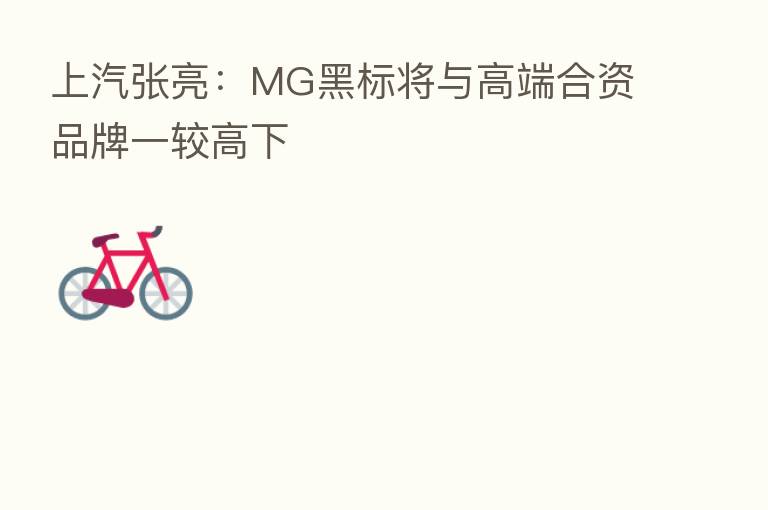 上汽张亮:MG黑标将与高端合资品牌一较高下