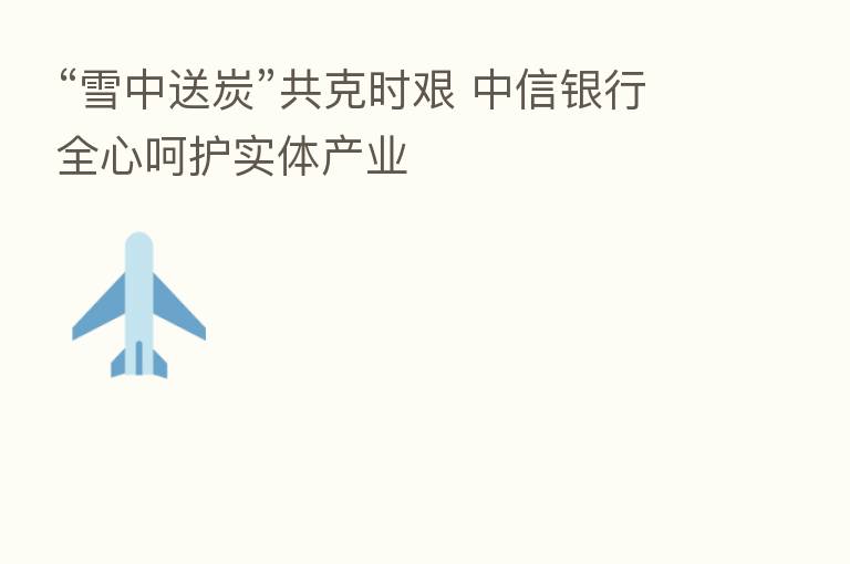 “雪中送炭”共克时艰 中信银行全心呵护实体产业